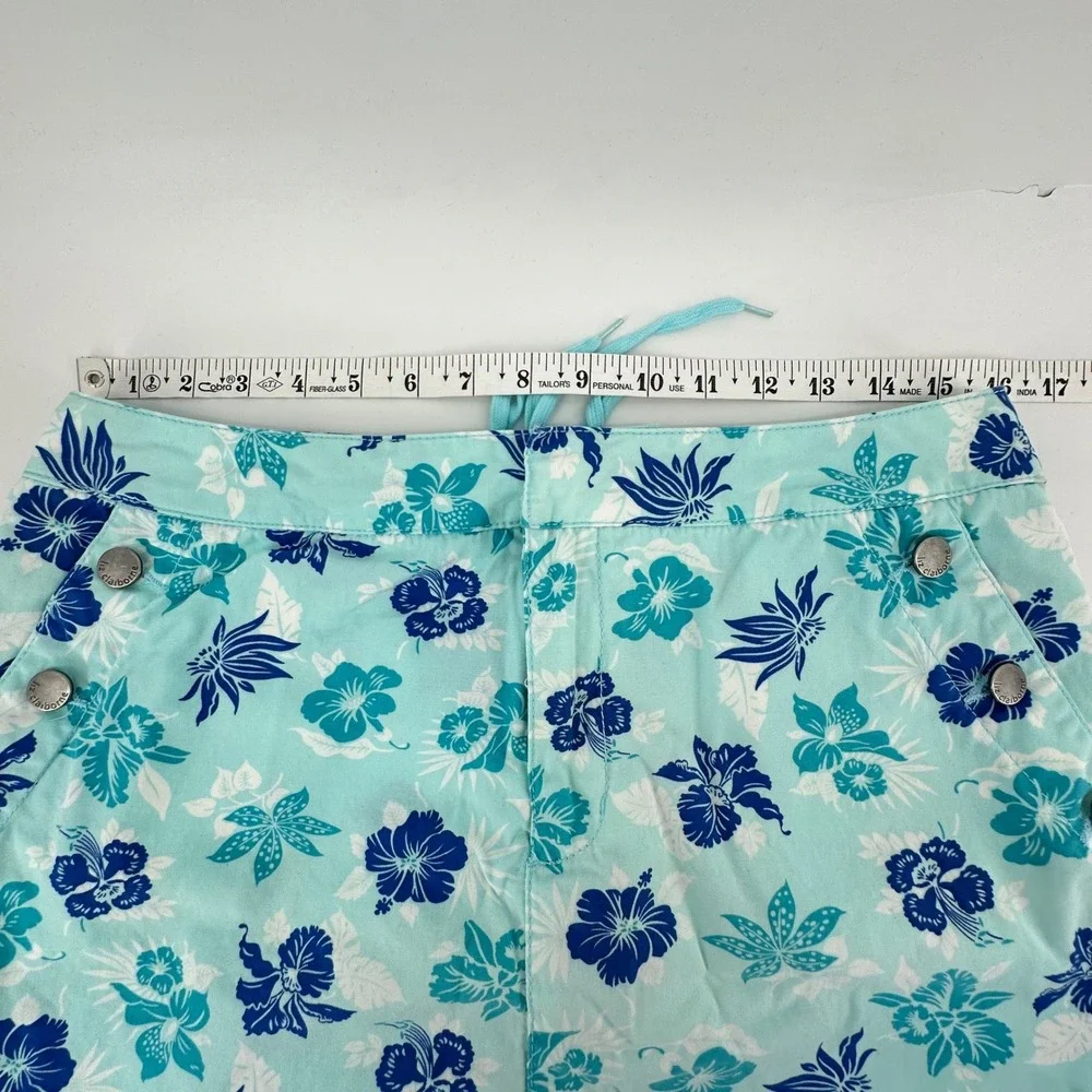 Liz Claiborne Floral Skort L Blue Denim Corset Back Tropical Casual Coastal - Picture 7 of 11